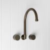 Melbourne Swivel Spout + Round Taps Antique Brass