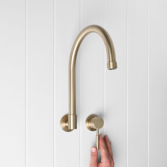 Melbourne Swivel Spout + Wall Mixer Warm Brushed Nickel