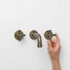 Melbourne Wall Spout + Cross Taps Antique Brass