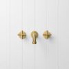 Melbourne Wall Spout + Cross Taps Brushed Brass