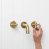 Melbourne Wall Spout + Cross Taps Brushed Brass