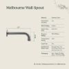 Melbourne Wall Spout + Cross Taps Brushed Brass