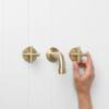 Melbourne Wall Spout + Cross Taps Warm Brushed Nickel