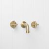 Melbourne Wall Spout + Cross Taps Warm Brushed Nickel