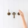 Melbourne Wall Spout + Double Handle Taps Antique Brass