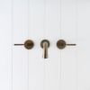 Melbourne Wall Spout + Double Handle Taps Antique Brass