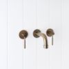 Melbourne Wall Spout + Double Handle Taps Antique Brass