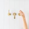 Melbourne Wall Spout + Double Handle Taps Brushed Brass