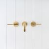 Melbourne Wall Spout + Double Handle Taps Brushed Brass