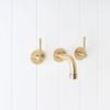 Melbourne Wall Spout + Double Handle Taps Brushed Brass