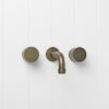 Melbourne Wall Spout + Round Taps Antique Brass