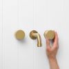 Melbourne Wall Spout + Round Taps Brushed Brass