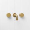 Melbourne Wall Spout + Round Taps Brushed Brass