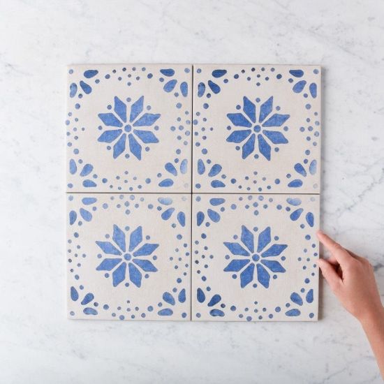 Mudgee Blue Encaustic Look Tile