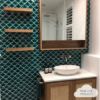 Coral Bay Gloss Teal Fish Scale Tile