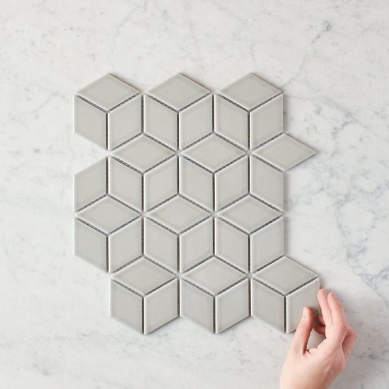 Oakley Cube Grey Gloss Mosaic Tile