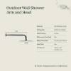 Outdoor Wall Shower Arm and Head Stainless Steel
