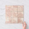 Castle Cove Square Pink Marble Look Matte Tile