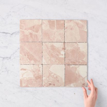Castle Cove Square Pink Marble Look Matte Tile
