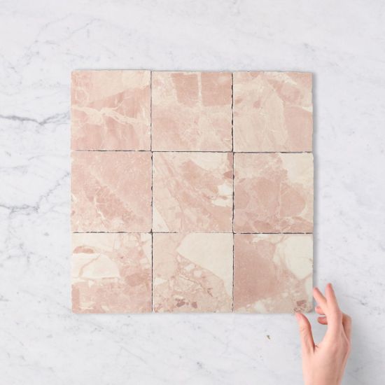 Castle Cove Square Pink Marble Look Matte Tile