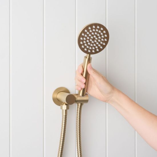 Round Shower Hose + Sprayer Brushed Brass