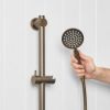 Round Hand Shower + Adjustable Rail Antique Brass