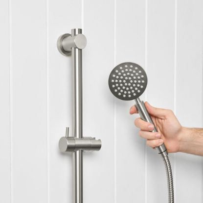 Round Hand Shower + Adjustable Rail Stainless Steel