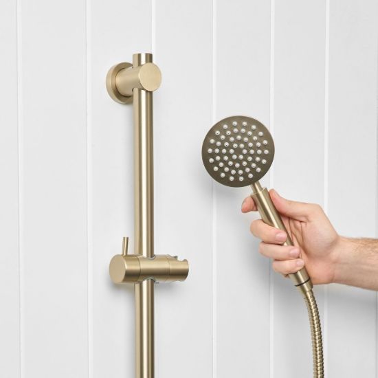 Round Hand Shower + Adjustable Rail Warm Brushed Nickel