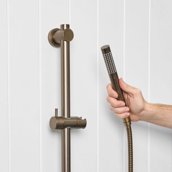 Straight Hand Shower + Adjustable Rail Antique Brass