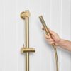 Straight Hand Shower + Adjustable Rail Brushed Brass