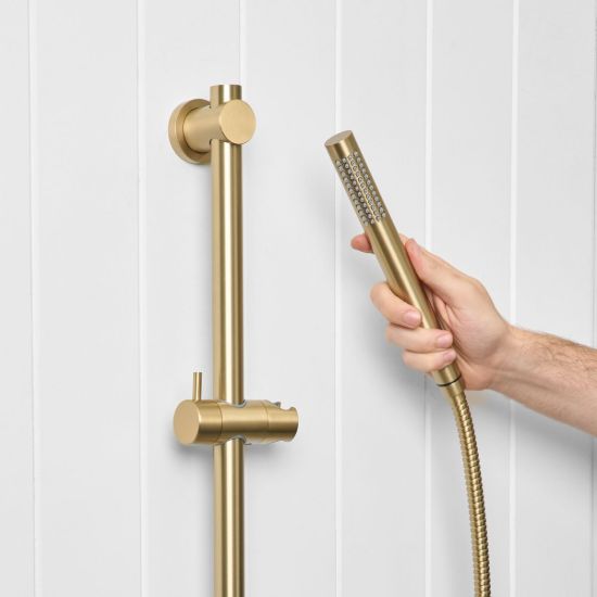 Straight Hand Shower + Adjustable Rail Brushed Brass