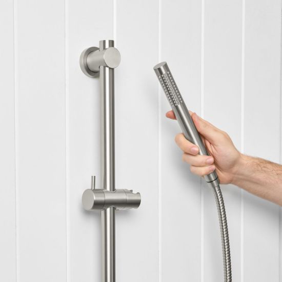 Straight Hand Shower + Adjustable Rail Stainless Steel
