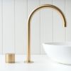 Sydney Basin Spout + Benchtop Progressive Mixer Brushed Brass