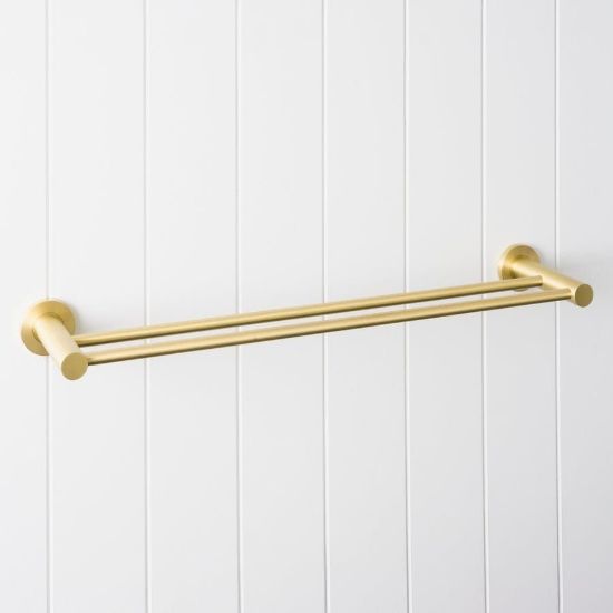 Sydney Double Towel Rail 600mm Brushed Brass