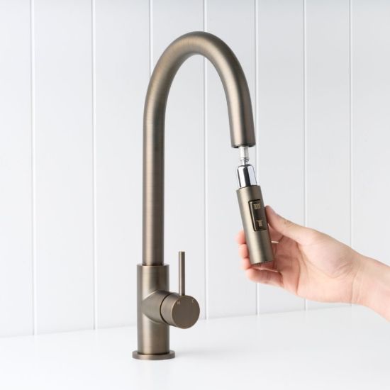 Sydney Dual Function Pullout Kitchen Mixer Antique Brass