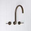 Sydney Swivel Spout + Double Handle Taps Antique Brass
