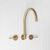Sydney Swivel Spout + Double Handle Taps Brushed Brass