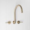 Sydney Swivel Spout + Double Handle Taps Warm Brushed Nickel