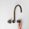 Sydney Swivel Spout + Round Taps Antique Brass