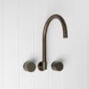 Sydney Swivel Spout + Round Taps Antique Brass