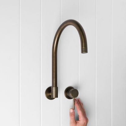Sydney Swivel Spout + Wall Mixer Antique Brass