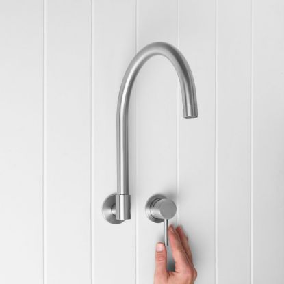 Sydney Swivel Spout + Wall Mixer Stainless Steel