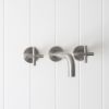 Sydney Wall Spout + Cross Taps Stainless Steel