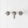 Sydney Wall Spout + Cross Taps Stainless Steel