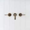 Sydney Wall Spout + Double Handle Taps Antique Brass
