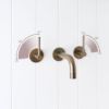 Sydney Wall Spout + Double Handle Taps Antique Brass