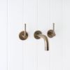 Sydney Wall Spout + Double Handle Taps Antique Brass