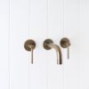 Sydney Wall Spout + Double Handle Taps Antique Brass