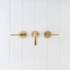 Sydney Wall Spout + Double Handle Taps Brushed Brass