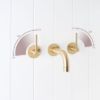 Sydney Wall Spout + Double Handle Taps Brushed Brass